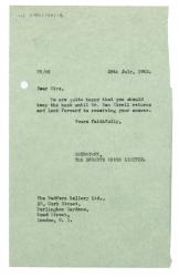Image of typescript letter from The Hogarth Press to The Redfern Gallery (28/07/1952) page 1 of 1