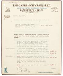 Image of typescript letter from The Garden City Press to The Hogarth Press (28/07/1932) page 1 of 3
