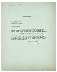 Image of typescript letter from Leonard Woolf to Mary Gordon (19/02/1937)  page 1 of 1