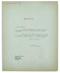 Image of typescript letter from Miss G. Dorothy Lange to Mary Gordon (30/03/1937) page 1 of 1