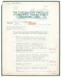 Image of typescript letter from The Garden City Press to The Hogarth Press (28/01/1936) page 1 of 4