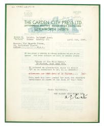 Image of typescript letter from The Garden City Press to The Hogarth Press (02/04/1937) page 1 of 2
