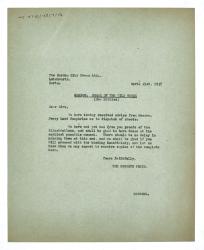 image of typescript letter from The Hogarth Press to The Garden City Press (21/04/1937) page 1 of 1