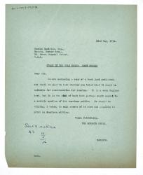 Image of typescript letter from The Hogarth Press to Harper Brothers (22/05/1936) page 1 of 1 