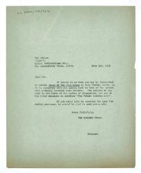 Image of typescript letter from The Hogarth Press to L.S.A. Publications Ltd (02/06/1938) page 1 of 1