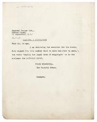 Image of typescript letter from John Lehmann to Raymond Savage (26/11/1931) page 1 of 1