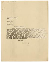 Image of typescript letter from from Leonard Woolf to Raymond Savage (18/05/1932) page 1 of 1