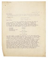 Image of typescript letter from Leonard Woolf to Coralie Hobson (01/03/1924) page 1 of 2