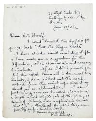 Image of  handwritten letter from Kathleen Innes to Leonard Woolf (22/01/1926) page 1 of 1 