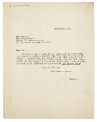 Image of typescript letter from The Hogarth Press to the League of Nations Union "The League News" (11/06/1926) page 1 of 1