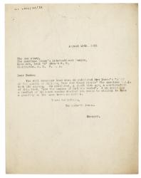 Image of typescript letter from The Hogarth Press to the American Women's International League (13/08/1926) page 1 of 1
