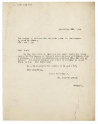 Image of typescript letter from The Hogarth Press to the League of Nations Non-Partisan Association (08/09/1926) page 1 of 1