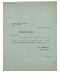 Image of typescript letter from the Hogarth Press to Lowe and Brydone Ltd. (27/02/1934) page 1 of 1