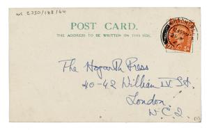 Image of postcard from Kathleen Innes to Leonard Woolf (28/03/1947) page 1 of 2