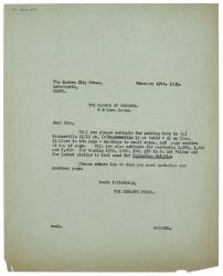 Image of typescript letter from The Hogarth Press to The Garden City Press Ltd (12/02/1936) page 1 of 1