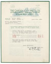 Image of typescript letter from The Garden City Press Ltd to The Hogarth Press (27/04/1936) page 1 of 2