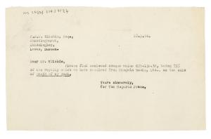 Image of typescript letter from The Hogarth Press to C. H. B. Kitchin (18/02/1944) page 1 of 1