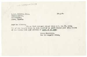 Image of typescript letter from The Hogarth Press to C. H. B. Kitchin (24/03/1944) page 1 of 1