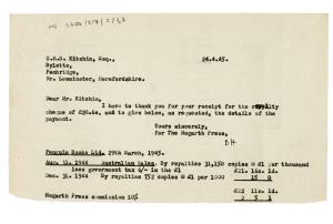Image of typescript letter from the Hogarth Press to C. H. B. Kitchin (24/04/1945) page 1 of 1
