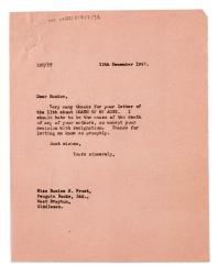 Image of typescript letter from Ian M. Parsons to Eunice E. Frost (12/12/1947) page 1 of 1 