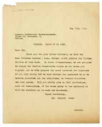 etter from Image of typescript letter from The Hogarth Press to Agenzia Letteraria Internazionale (17/05/1933) page 1 of 1