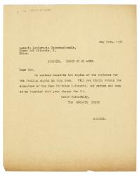  image of typescript letter from The Hogarth Press to Agenzia Letteraria Internazionale (30/05/1933) page 1 of 1
