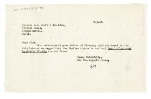 Image of typescript letter from Barbara Hepworth to A. M. Heath & Co. (07/03/1945) page 1 of 1
