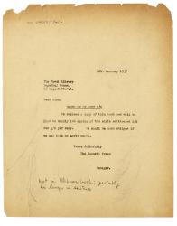 Image of typescript letter from The Hogarth Press to The Noval Library (16/01/1935) page 1 of 1