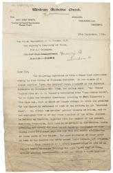image of typescript letter from Reverend John White to J. H. Thomas (17/09/1924)  page 1of 2 