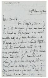 image of handwritten letter from Norman Leys to Leonard Woolf (29/11/1924) page 1 of 2