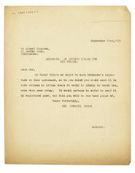 image of typescript letter from The Hogarth Press to Lionel Penrose (21/09/1933) page 1 of 1