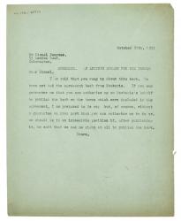 Image of typescript letter from Leonard Woolf to Lionel Penrose  (20/10/1933) page 1 of 1