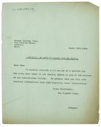 Image of typescript letter from The Hogarth Press to the Invicta Press (29/03/1934) page 1 of 1