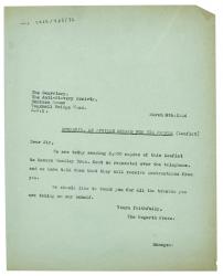 Image of typescript letter from The Hogarth Press to The Anti-Slavery Society (29/03/1934)  page 1 of 1