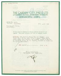 Image of typescript letter from The Garden City Press Ltd. to The Hogarth Press (17/04/1941) page 1 of 2