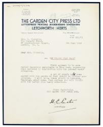 Image of typescript letter from The Garden City Press to Norah Nicholls (05/06/1940) page 1 of 1