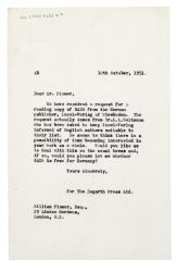 Image of typescript letter Aline Burch to William Plomer (10/10/1951)