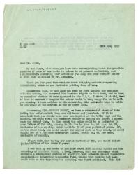 Image of typescript letter from Harold Raymond to The Grove Press (22/07/1952) page 1 of 2