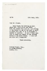 Image of typescript letter from Harold Raymond to William Plomer (25/07/1952) page 1 of 1