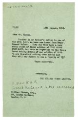 Image of typescript letter from Piers Raymond to William Plomer (13/08/1952)  page 1 of 1