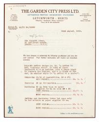 Image of typescript letter from The Garden City Press Ltd. to The Hogarth Press (08/23/1932)  page 1 of 3