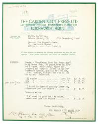 Image of typescript letter from The Garden City Press Ltd to The Hogarth Press (27/12/1933) page 1 of 2