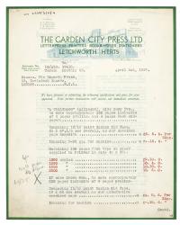 Image of typescript letter from The Garden City Press to The Hogarth Press (02/04/1937) page 1 of 3
