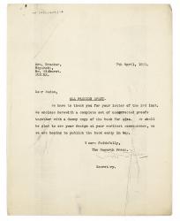 Image of typescript letter from Peggy Belsher to Trekkie Brooker (07/04/1931) page 1 of 1