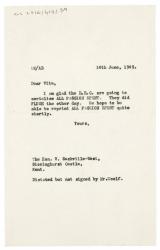 Image of typescript letter from Leonard Woolf to Vita Sackville-West (14/06/1949) page 1 of 1
