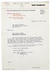 image of typescript letter from Percy Lund Humphries Ltd to The Hogarth Press (15/02/1940) page 1 of 1