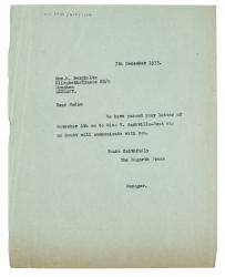 Image of typescript letter from The Hogarth Press to M. Bergholtz (07/12/1933) page 1 of 1
