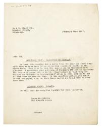 Image of typescript letter from The Hogarth Press to R. & R. Clark Ltd. (22/02/1927) page 1 of 1