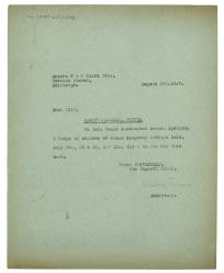 Image of typescript letter from Winifred Perkins to R. & R. Clark (05/08/1937) page 1 of 1 