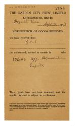 Image of document showing notification of goods received,The Garden City Press (10/09/1937) page 1 of 1